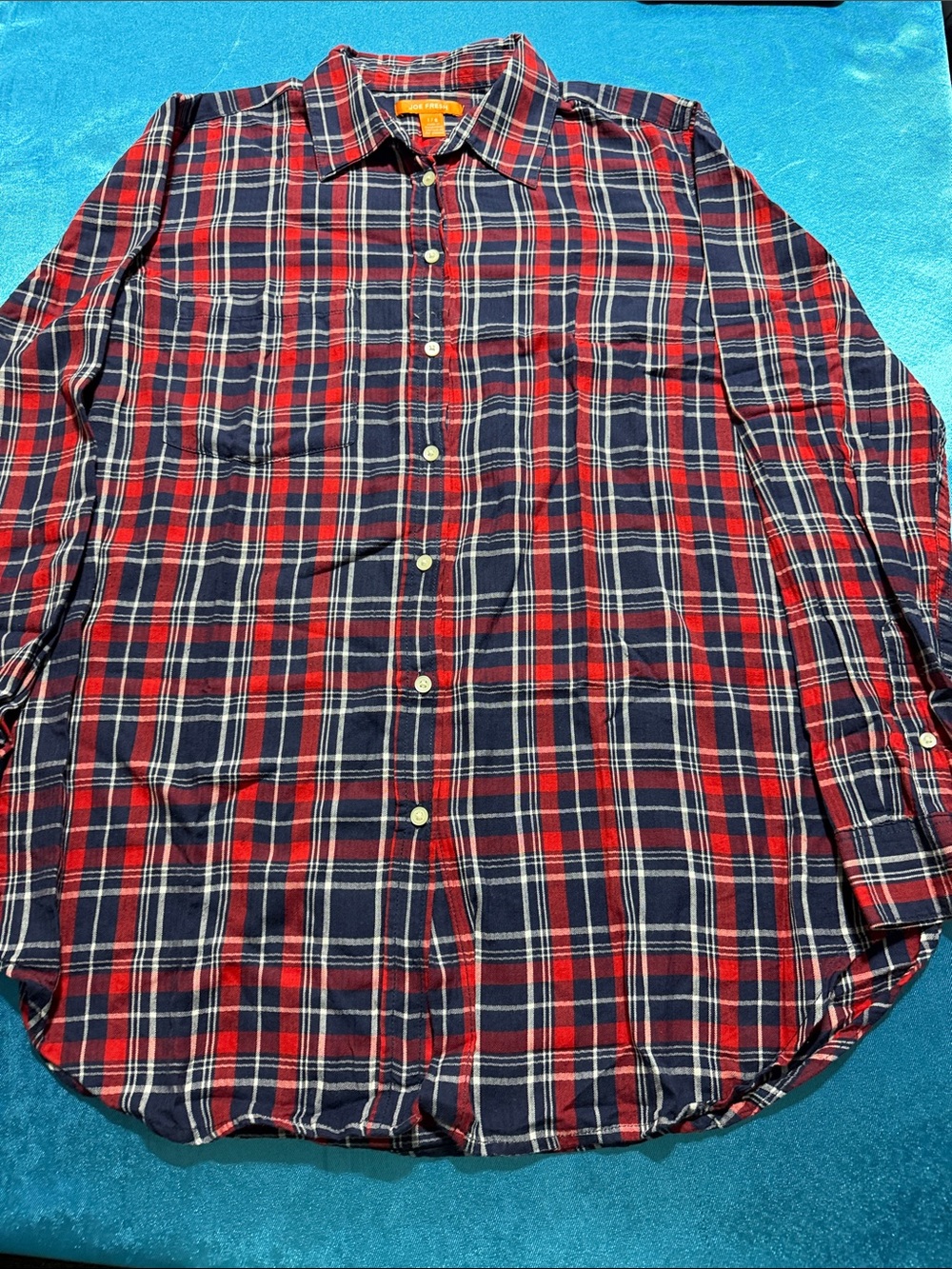 Joe Fresh Red & Navy Plaid Button-Down Shirt